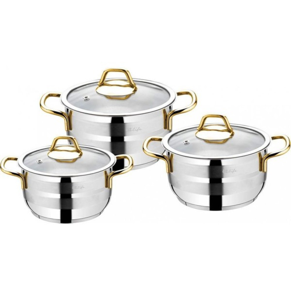 Özlife Ada 3'lü Gold Kulp Güveç Tencere Seri 518 Tencereler Fiyatı