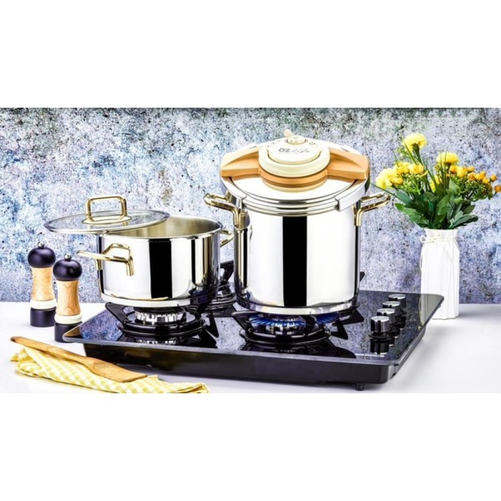 Özlife Dolce Gold 4 + 8 Lt Düdüklü Tencere - 4 - 8 L Set - Gri Düdüklü Tencereler Fiyatı