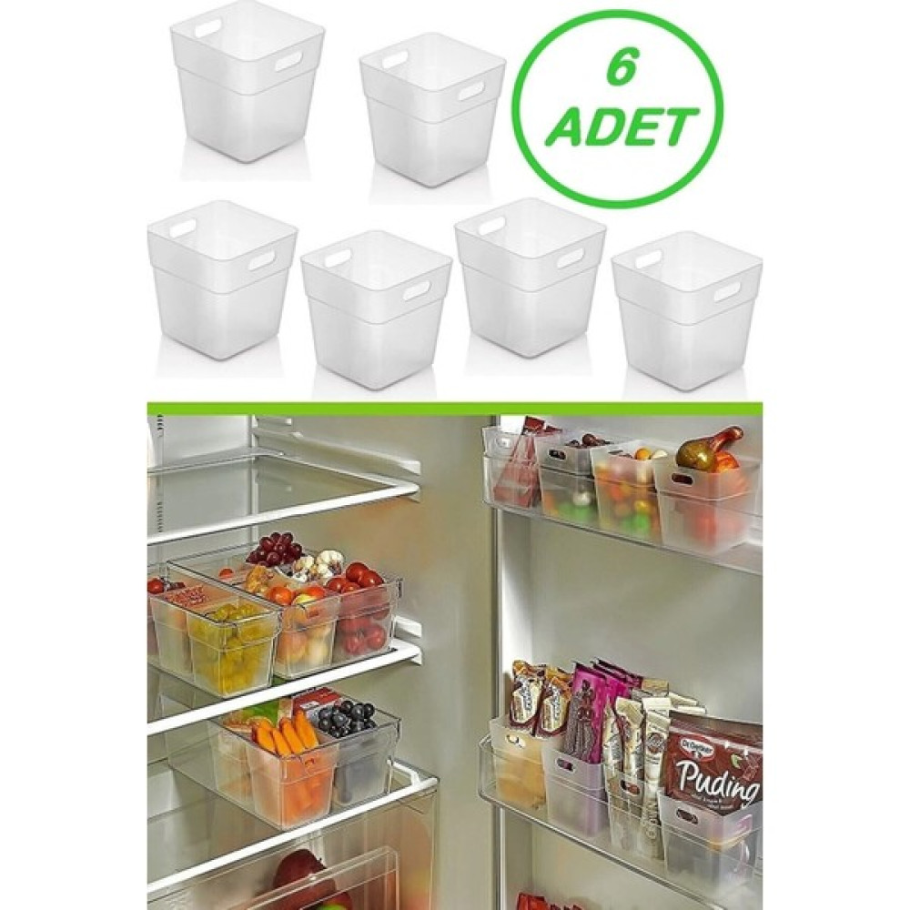 Özmen Home 6 Adet Buzdolabı Kapak Içi Düzenleyici Organizer 6'lı Buzdolabı Içi Düzenleyici ve Banyo Organizeri - Beyaz - Şeffaf Saklama Kapları Fiyatı