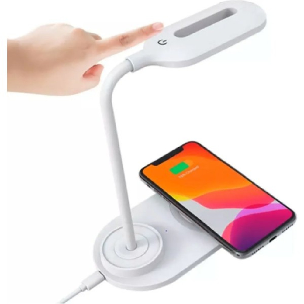 Ozmik Wireless Charger Masa Üstü LED Lamba Kablosuz Şarj Özelliği Esnek Gövde Gece Lambası - Beyaz Cep Telefonu Şarj Cihazı Fiyatı