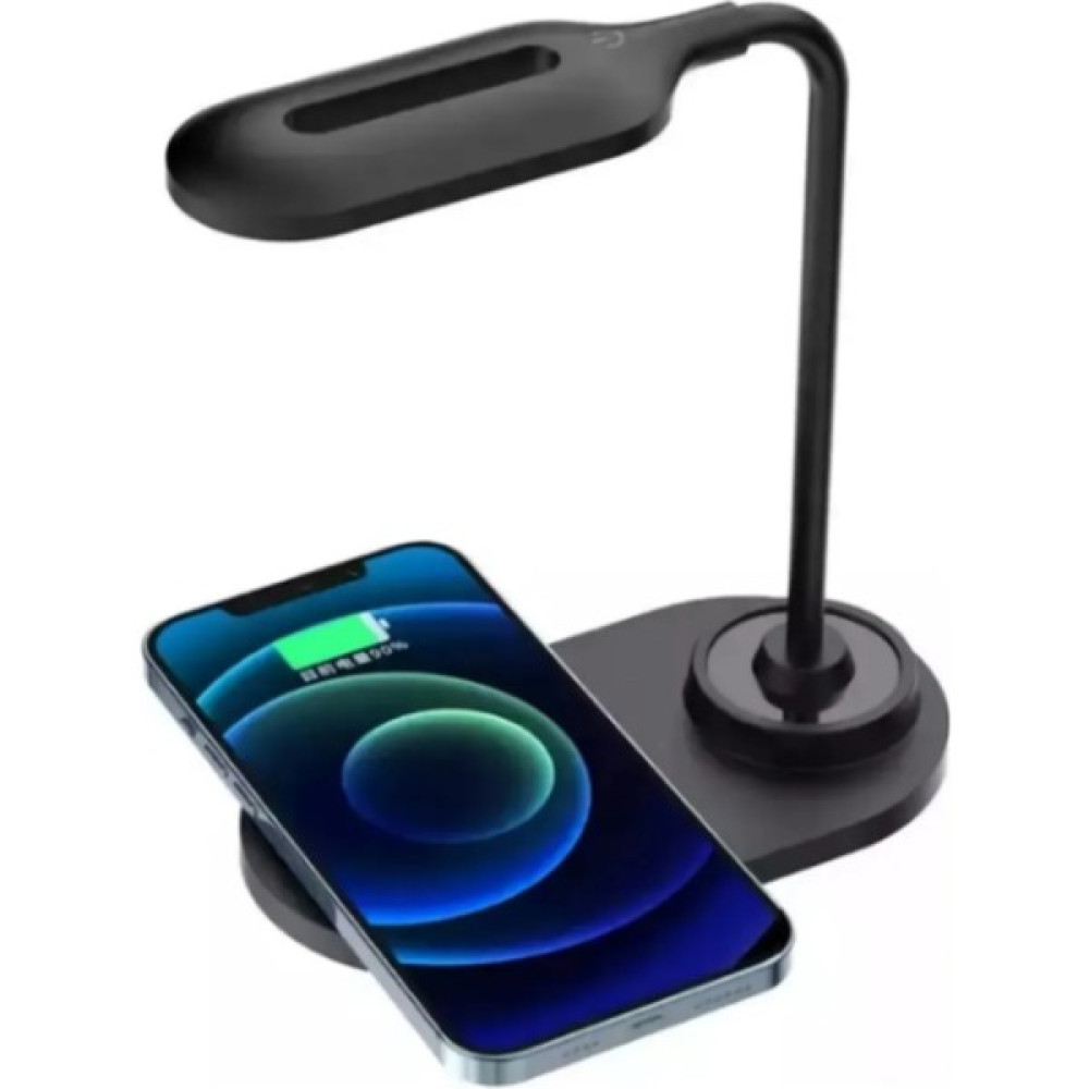 Ozmik Wireless Charger Masa Üstü LED Lamba Kablosuz Şarj Özelliği Esnek Gövde Gece Lambası - Siyah Cep Telefonu Şarj Cihazı Fiyatı
