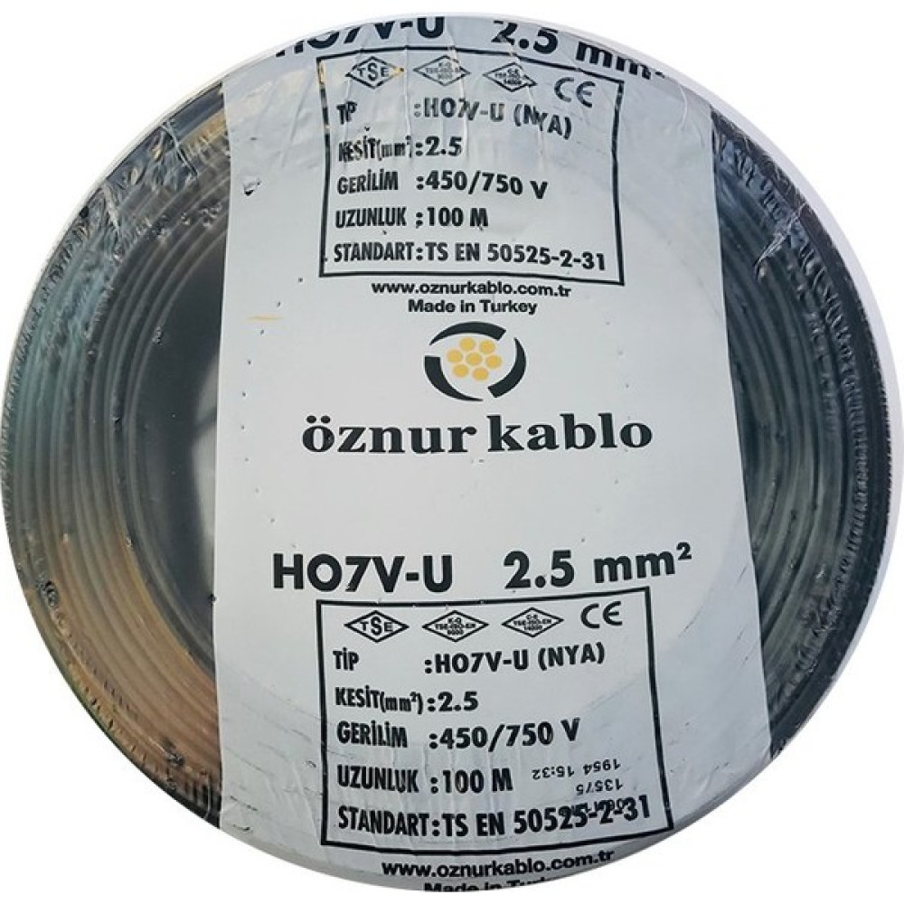 Öznur 2,5 Mm Nya Kablo - 100 Metre Siyah Elektrik ve Aydınlatma Fiyatı