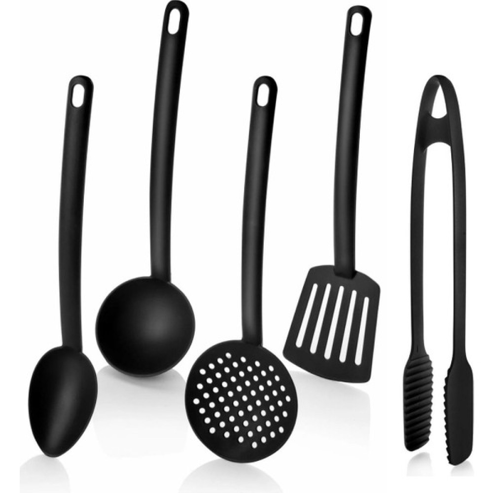 ÖzSa Home 5'li Lüx Yanmaz Yapışmaz Teflon Kaplama Servis Seti Kepçe Kevgir Spatula Kaşık Plastik Servis Takımı Mutfak Gereçleri Fiyatı