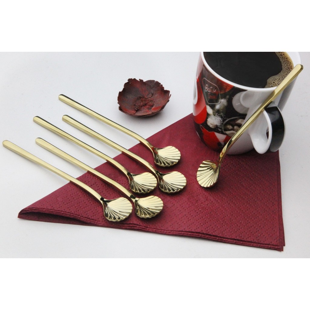 ÖzSa Home 6 Adet Lüx Gold Çay Kaşığı Kahve Nescafe Sunum Kaşık Seti Kutulu 12CM 18/10 Paslanmaz Çelik Çatal / Kaşık / Bıçak Takımları Fiyatı