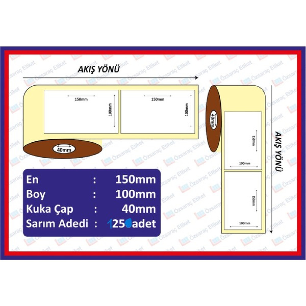 Özsaraç Etiket 100X150  Barkod Etiket eko Termal  250 Sarım  5 rulo 1250 adet - 42 Yazıcılar Fiyatı
