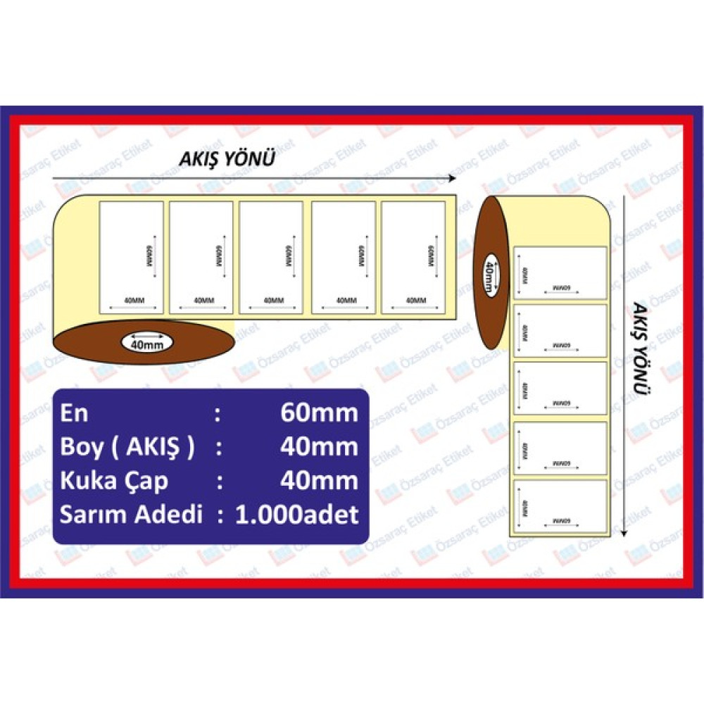 Özsaraç Etiket 40X60 Eco Termal Etiket ( 1000 Li ) Etiket Fiyatı