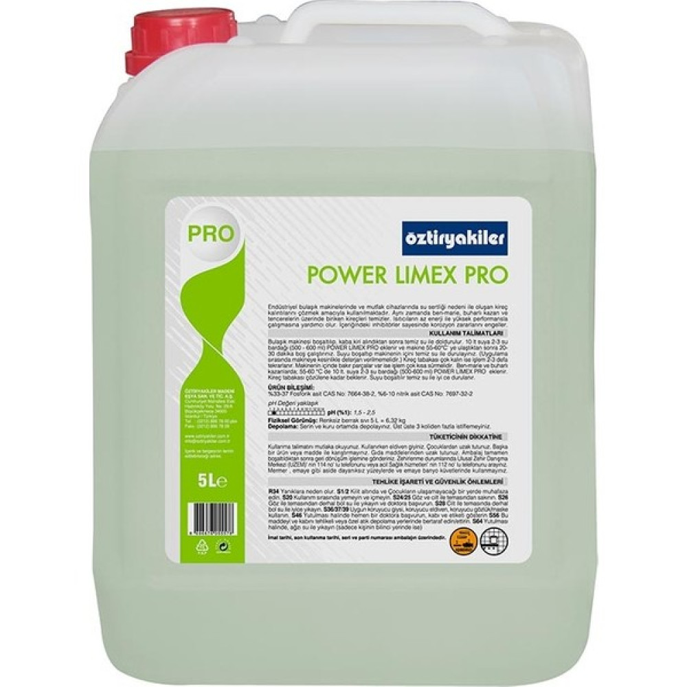 Öztiryakiler Power Limex Pro Bulaşık Makinası Kireç Sökücü 5 Lt Temizlik Malzemeleri Fiyatı