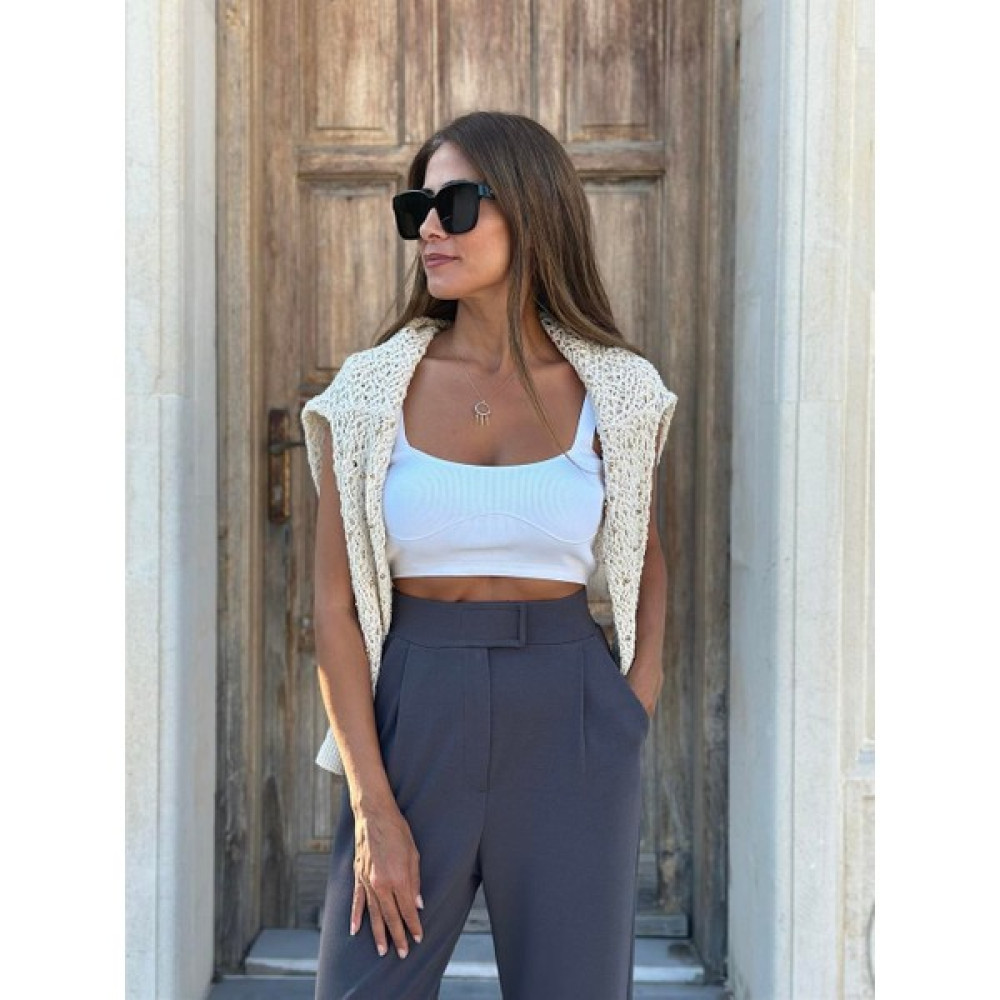 Ozy Fashion Beli Cırtlı Likralı Krep Palazzo Kadın Pantolon CKPP001 Kadın Pantolon Fiyatı