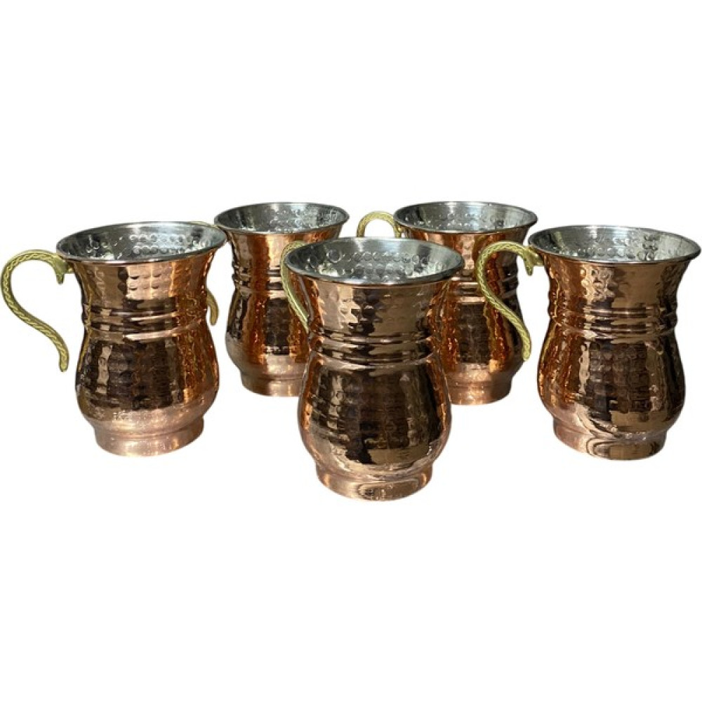 Özyetişen Metal 5'lı El Dövmesi Nostaljik Bakır Ayran Bardağı - 250 ml Fincan / Bardak / Kahve Takımı Fiyatı