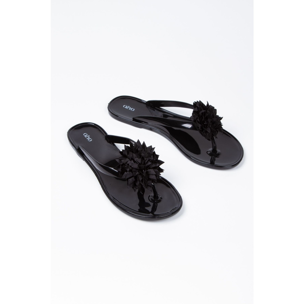 OZYO Jade Siyah Çiçekli Jel Günlük Plaj Yazlık Terlik 37 Beden Unisex Sandalet Fiyatı