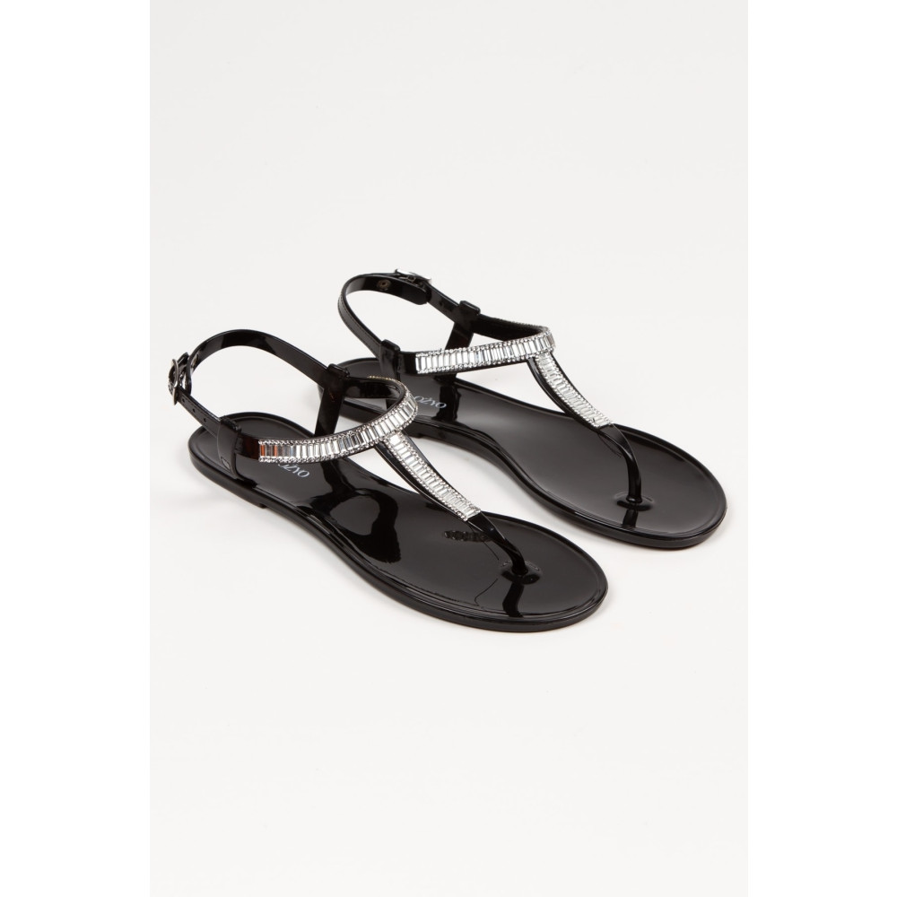 OZYO siyah taşlı Parmak Arası Jel Yazlık - Günlük sandalet 39 Beden Unisex Sandalet Fiyatı
