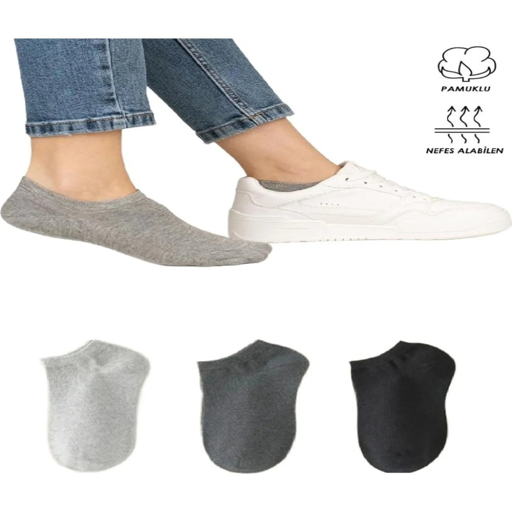 Ozzy Socks 3 Çift Unisex Dikişsiz Patik Çorap Gri Füme Siyah Günlük Konfor Seti Soket Çorap Fiyatı