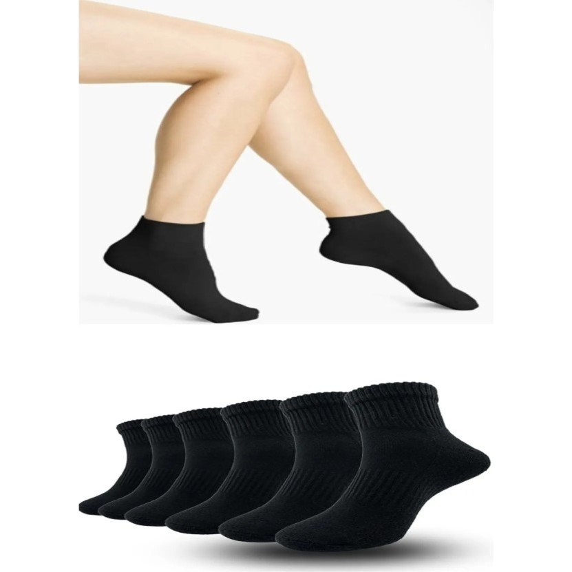Ozzy Socks 6 Çi̇ft Logosuz Di̇ki̇şsi̇z Pamuklu Kisa Teni̇s Uni̇sex Çorap - 01-Siyah - 36 - 40 Çorap (Outdoor) Fiyatı