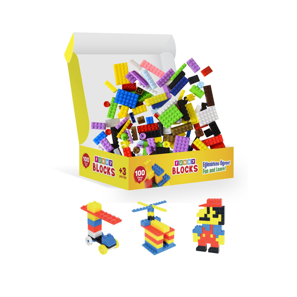 p parti oyunevi Funny Blocks Mini 100 Parça Eğlenceli Bloklar Legolar ( Yapım Oyuncakları ) Fiyatı