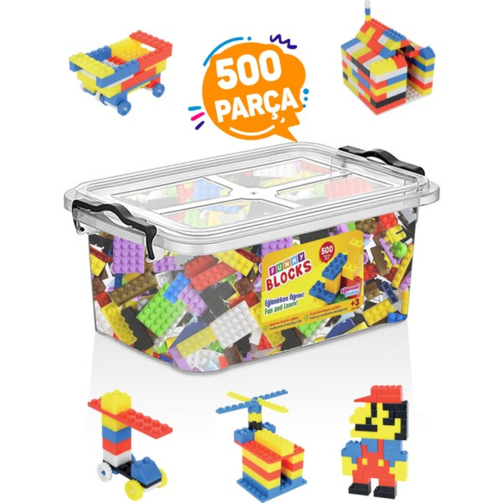 p parti oyunevi LEGO Mikro Blok Funny Blocks 500 Parça Plastik Kutulu Legolar ( Yapım Oyuncakları ) Fiyatı