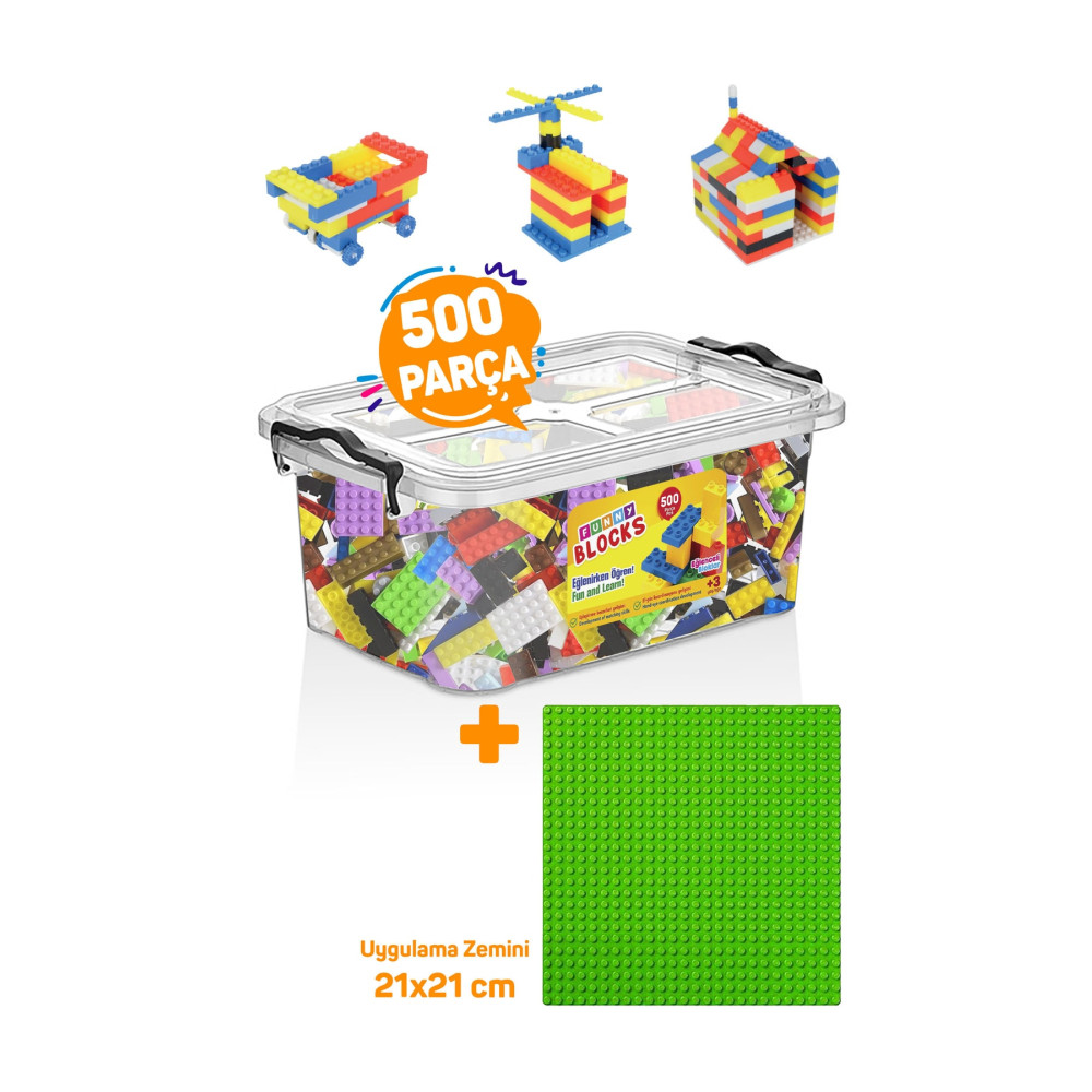 p parti oyunevi Yeşil Uygulama Zeminli Mikro Blok Funny Blocks 500 Parça Plastik Kutulu Legolar ( Yapım Oyuncakları ) Fiyatı
