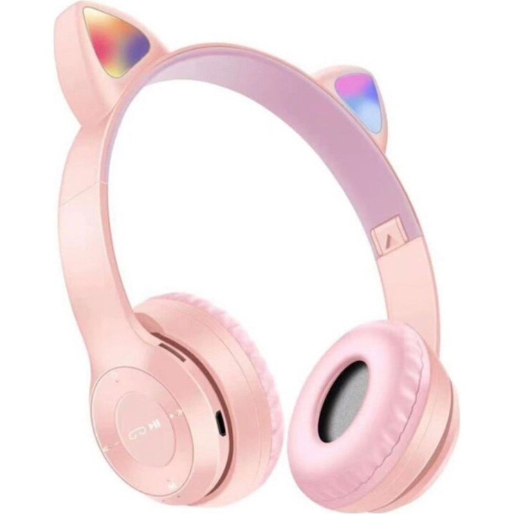 P47M Bluetooth 5.0 LED Işıklı Kedi Tasarımlı Katlanabilir Kulak Üstü Kulaklık Pembe Evcil Hayvan Ürünleri Fiyatı