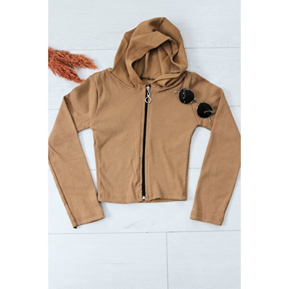Pabu Kadın Kapüşonlu Fermuarlı Crop Sweatshirt Bayan Sweatshirt Fiyatı