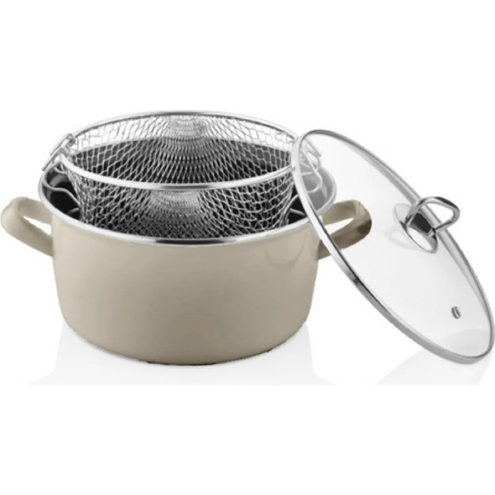 Paçi Emaye Bej Kızartma Tenceresi 22 cm 4.5 Lt Tencereler Fiyatı
