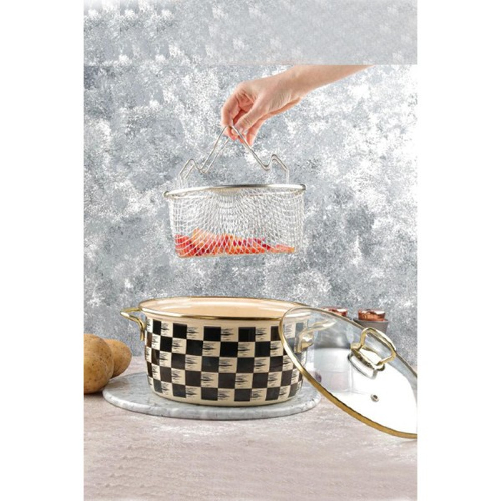 Paçi Emaye Dama 22 cm Kızartma Tenceresi 4.5 Lt. P/MTL-201128 Tencereler Fiyatı