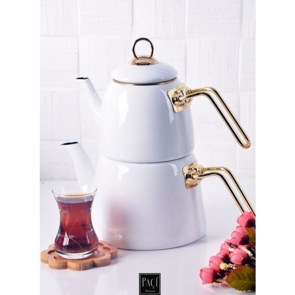 Paçi Emaye Lüks Çaydanlık - Beyaz Çay / Çaydanlık Setleri Fiyatı