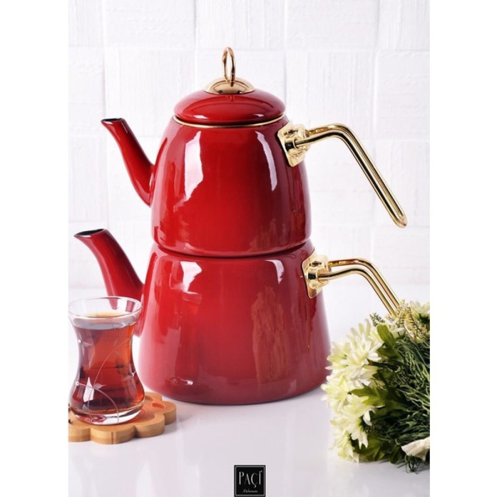 Paçi Emaye Lüks Çaydanlık - Kırmızı Çay / Çaydanlık Setleri Fiyatı