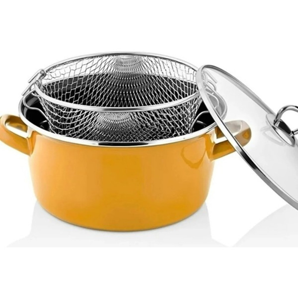 Paçi Emaye Sarı Kızartma Tenceresi 22 cm 4.5 Lt Tencereler Fiyatı