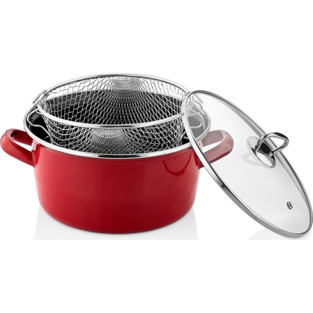 Paçi Paçi-22 cm Renkli 4.5 Lt. Kızartma Tenceresi Kırmızı - 22 cm Tencereler Fiyatı