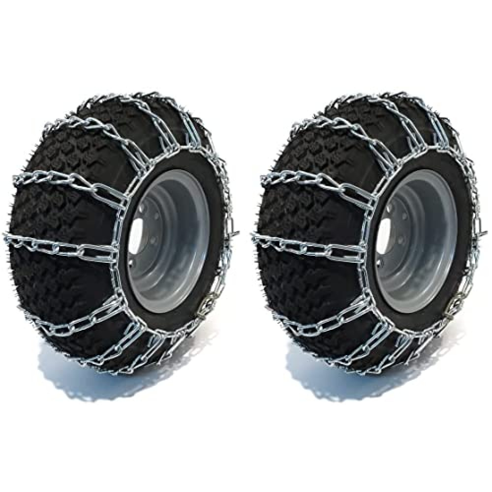 Pack of Two 15x6.00-6 Zinc Plated Tire Chains (2 Link)