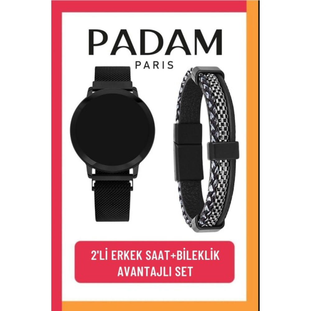 Padam Paris 2'li Çelik Bileklik ve Dijital Mıknatıs Kordon Kol Saati Seti(Hediye FIRSAT)PDMSSD05 Saat ve Bileklik Aksesuarı Fiyatı
