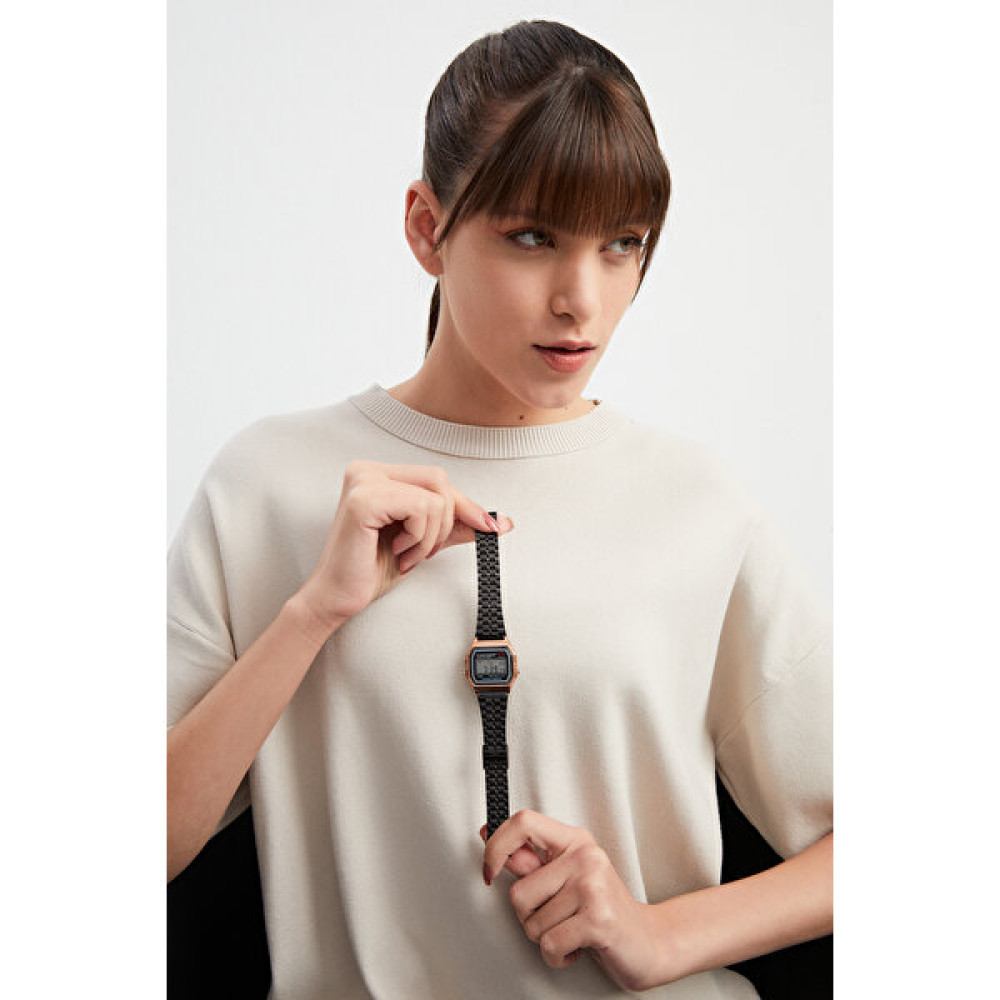 Padam Paris Retro Serisi Siyah Renkli Metal Kordon Unisex Kol Saati PDMS111 - Rose Gold Kol Saatleri Fiyatı