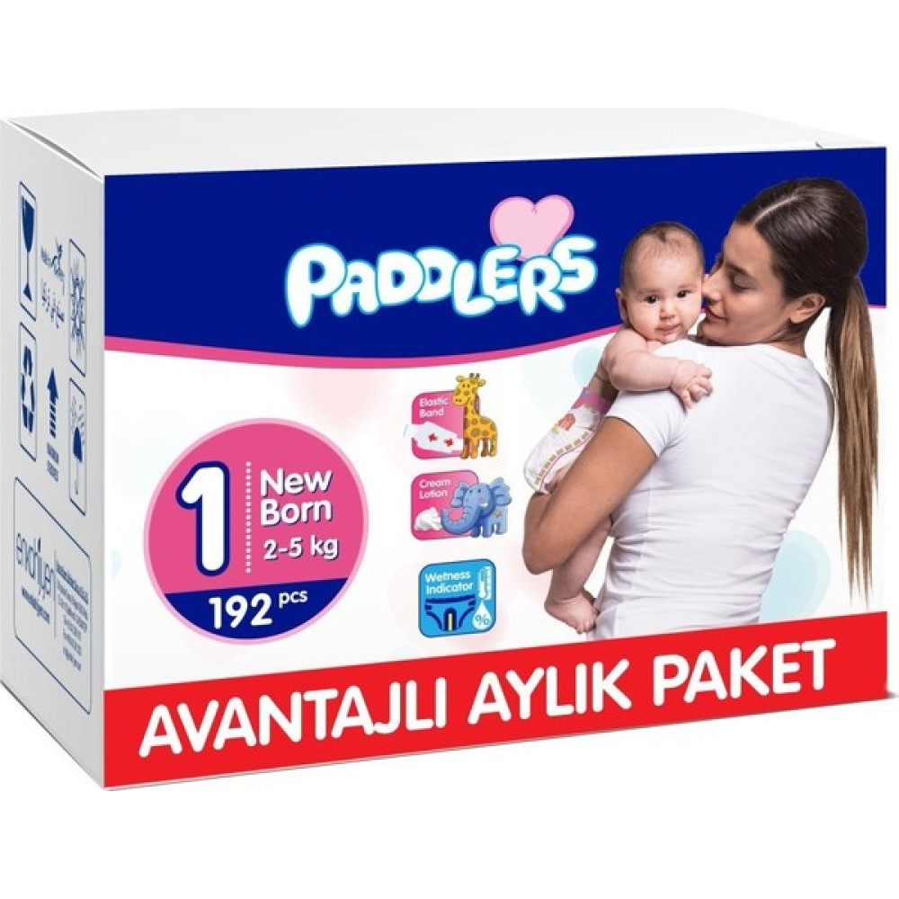 Paddlers 1 Numara Newborn 192 Adet (2-5 kg) Aylık Paket Bebek Bezi Fiyatı