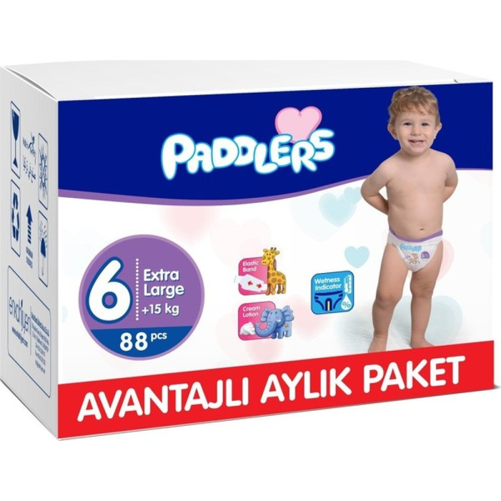 Paddlers 6 Numara X-Large 88 Adet (15+ kg) Aylık Paket Bebek Bezi Fiyatı