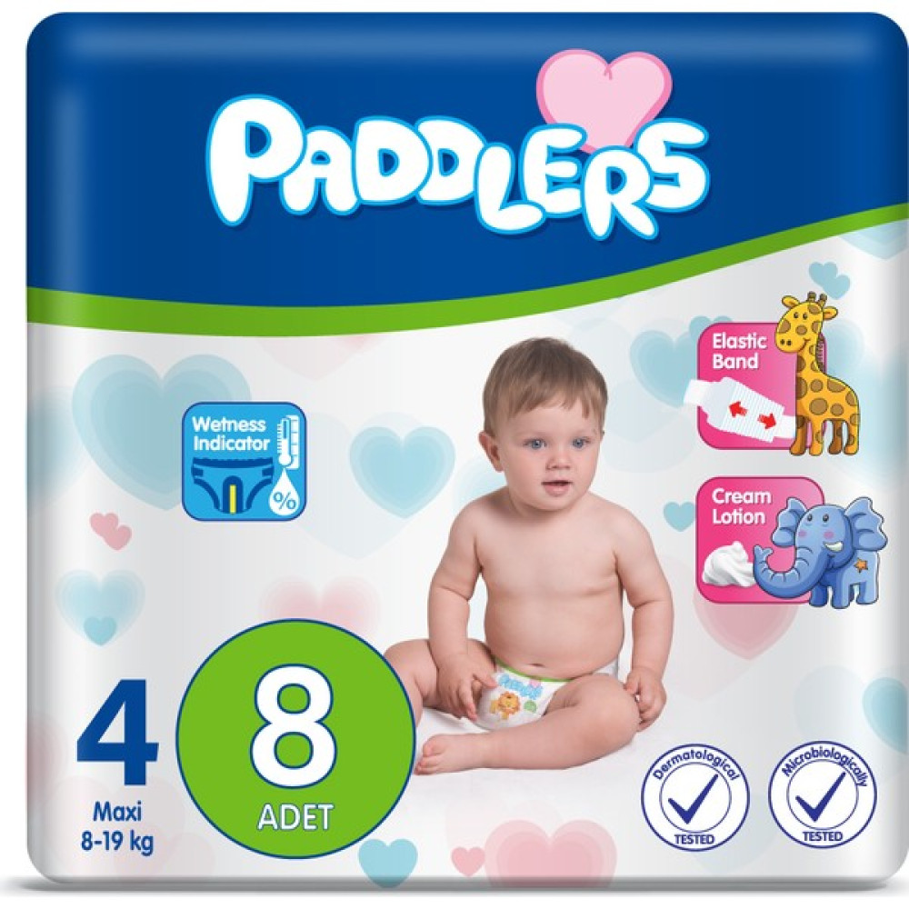 Paddlers Bebek Bezi 4 Numara Maxi 8'li (8-19 Kg) Deneme Paketi - 8 Bebek Bezi Fiyatı