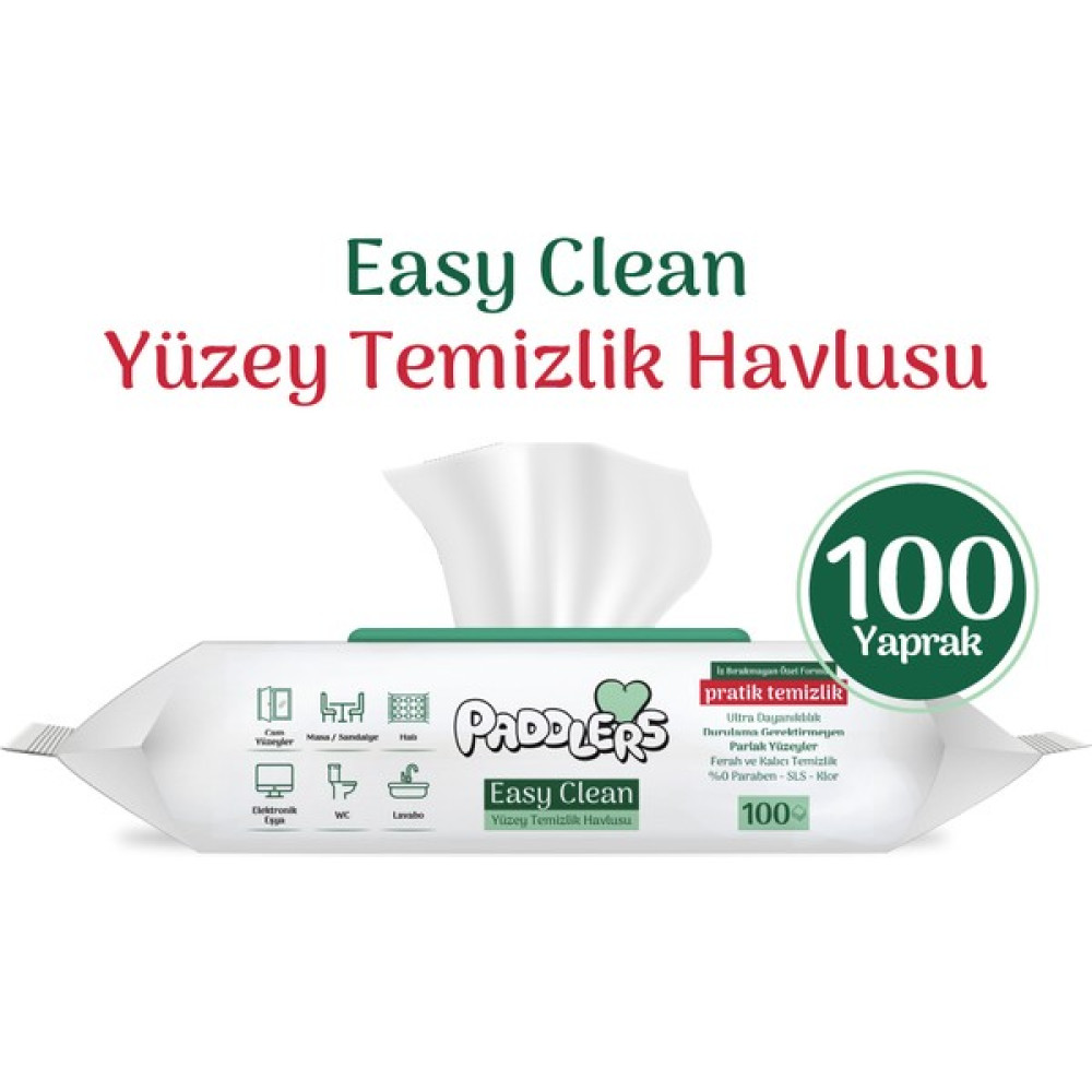 Paddlers Easy Clean Beyaz Sabun Katkılı Yüzey Temizlik Havlusu 100 Yaprak Bebek Bakım Fiyatı