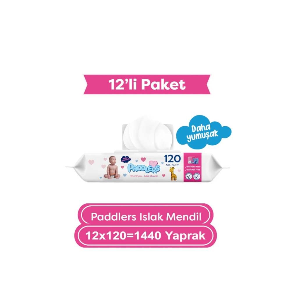 Paddlers Islak Mendil 120 X 12 Li Koli (1440 Yaprak) Bebek Mendil-Islak Mendil Fiyatı