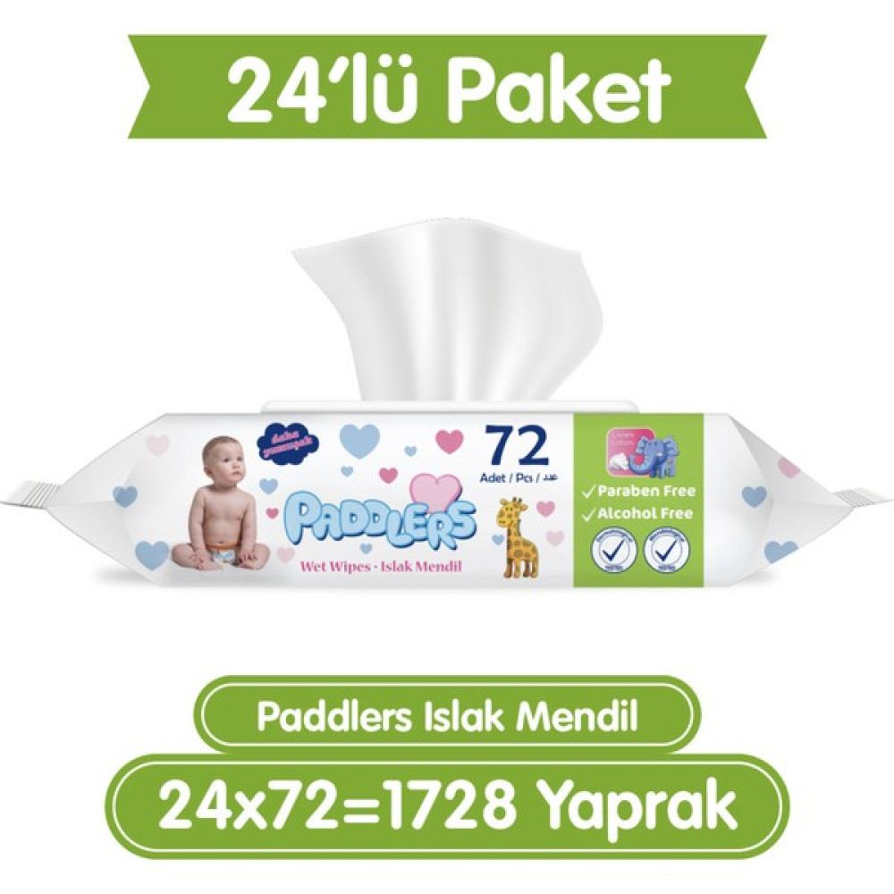 Paddlers Islak Mendil 24X72 Li Koli (1728 Yaprak) Bebek Bakım Fiyatı