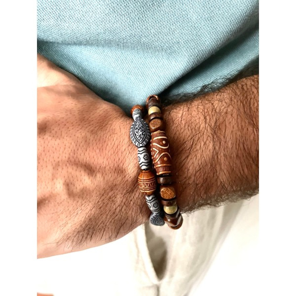 Padore Accessory Erkek - Elegant > %100 Massive Ahşap 2'li Çok Şık Padore Bileklik | Handmade - 18 - Renkli Saat ve Bileklik Aksesuarı Fiyatı