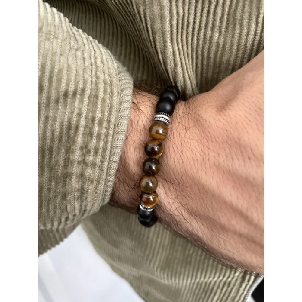 Padore Accessory Kaplan Gözü Doğal Taş Bileklik - Kahve - Krem Saat ve Bileklik Aksesuarı Fiyatı