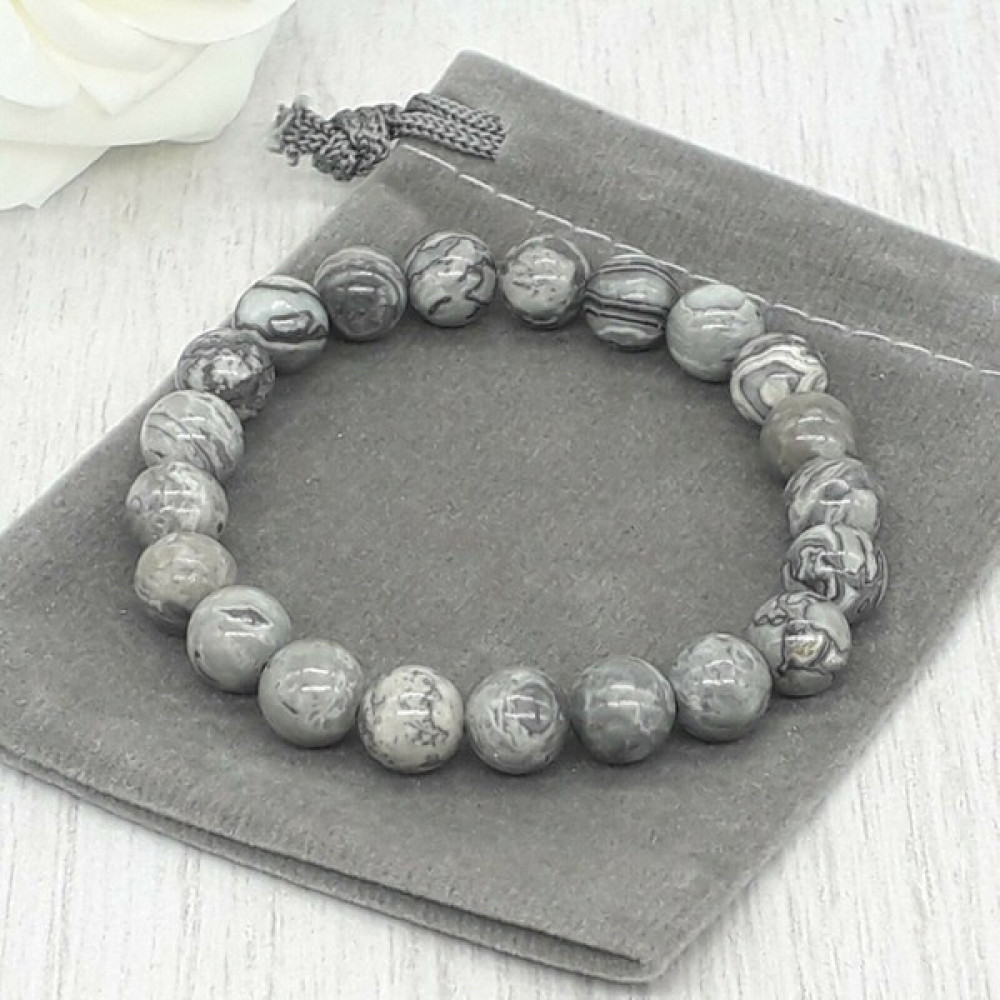 Padore Accessory Sinir Dengeleyici Şık Jasper Doğal Taş Bileklik - 18 - Gri Saat ve Bileklik Aksesuarı Fiyatı