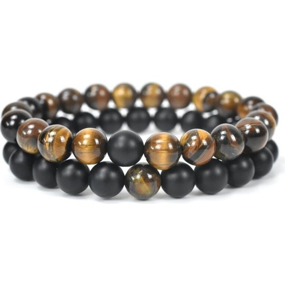 Padore Accessory Unisex Tasarım 2 Adet Kaplan Gözü ve Onix Doğal Taş Bileklik - Renkli Saat ve Bileklik Aksesuarı Fiyatı