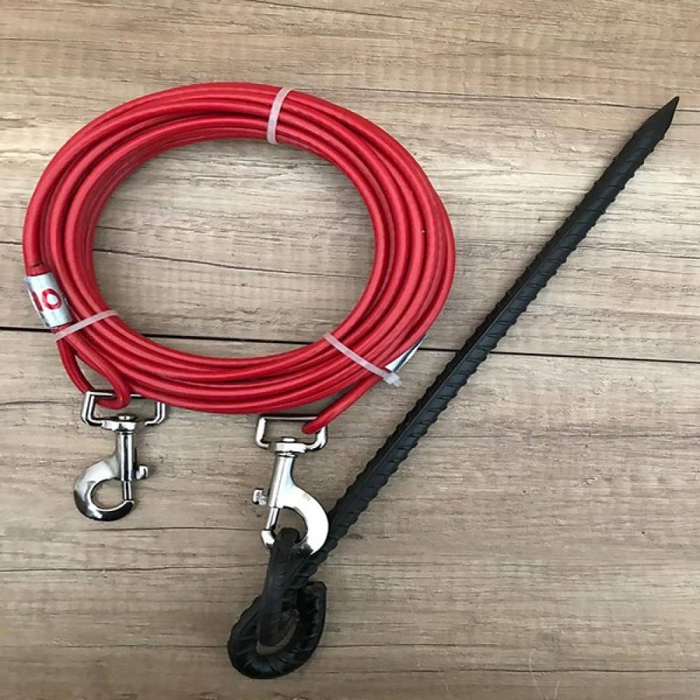 PADRİ 6 mm 10 Metre Köpek Bahçe Bağlama Halatı + Hayvan Kazığı - Kırmızı Evcil Hayvan Ürünleri Fiyatı