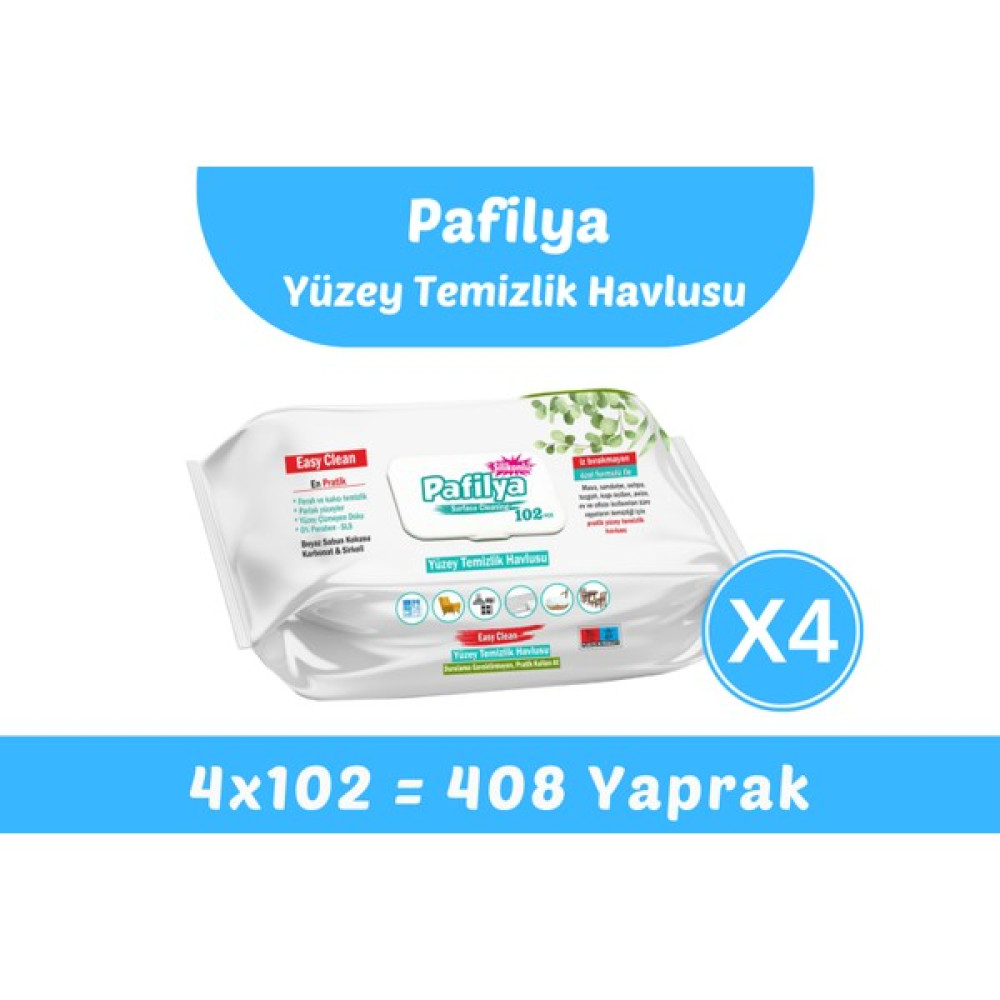 Pafilya Easy Clean Yüzey Temizlik Havlusu 4X102 (408 Yaprak) - Adet Bebek Bakım Fiyatı