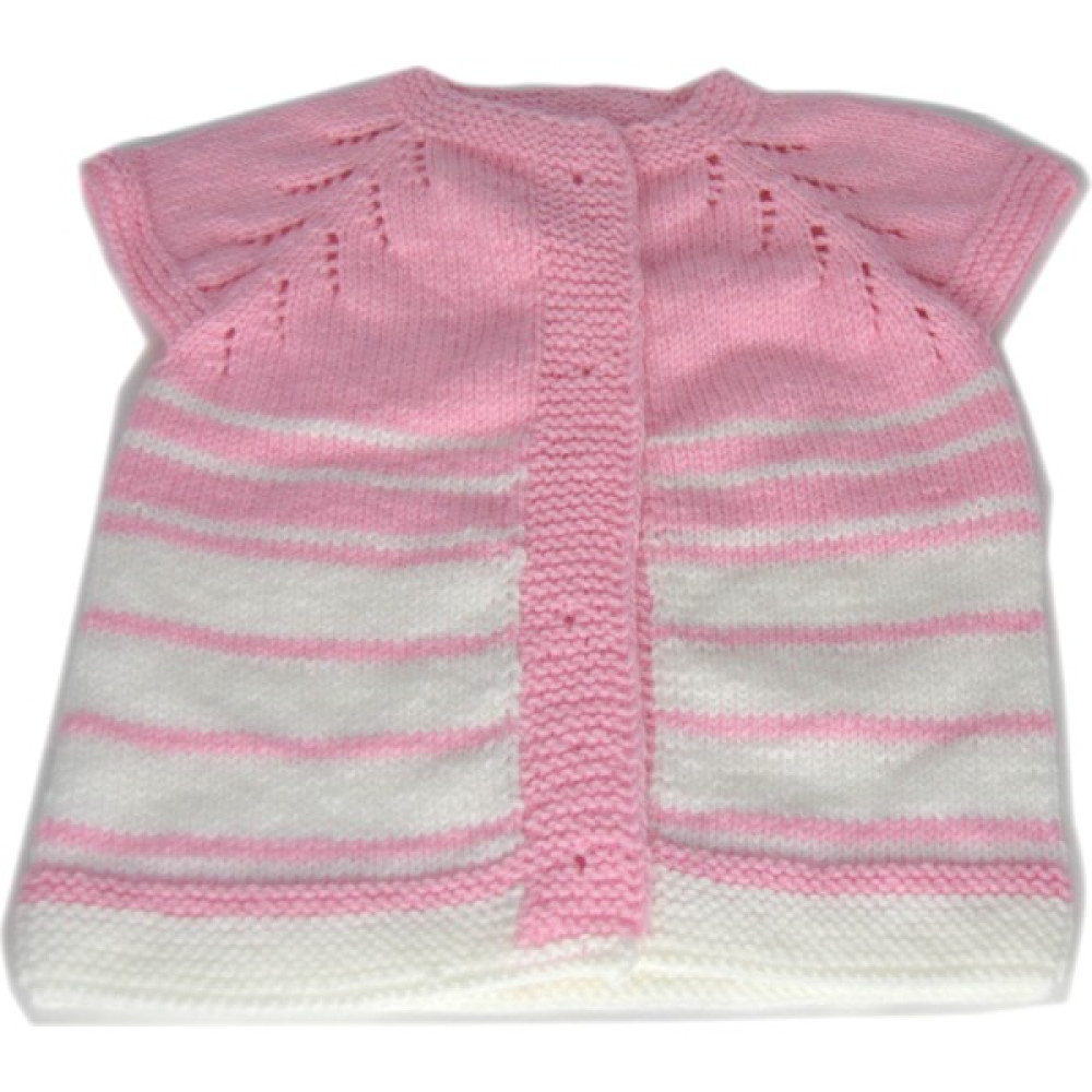 Pafuli El Örgüsü Bebek Yeleği (0-24 Ay) Pembe - Beyaz Bebek Yeleği Fiyatı