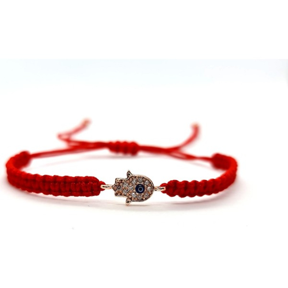 Pag Accessories Makrome Örgü Ipli Fatma Ana Eli Zirkon Taşlı Nazar Boncuklu Kadın Bileklik - Kırmızı Saat ve Bileklik Aksesuarı Fiyatı
