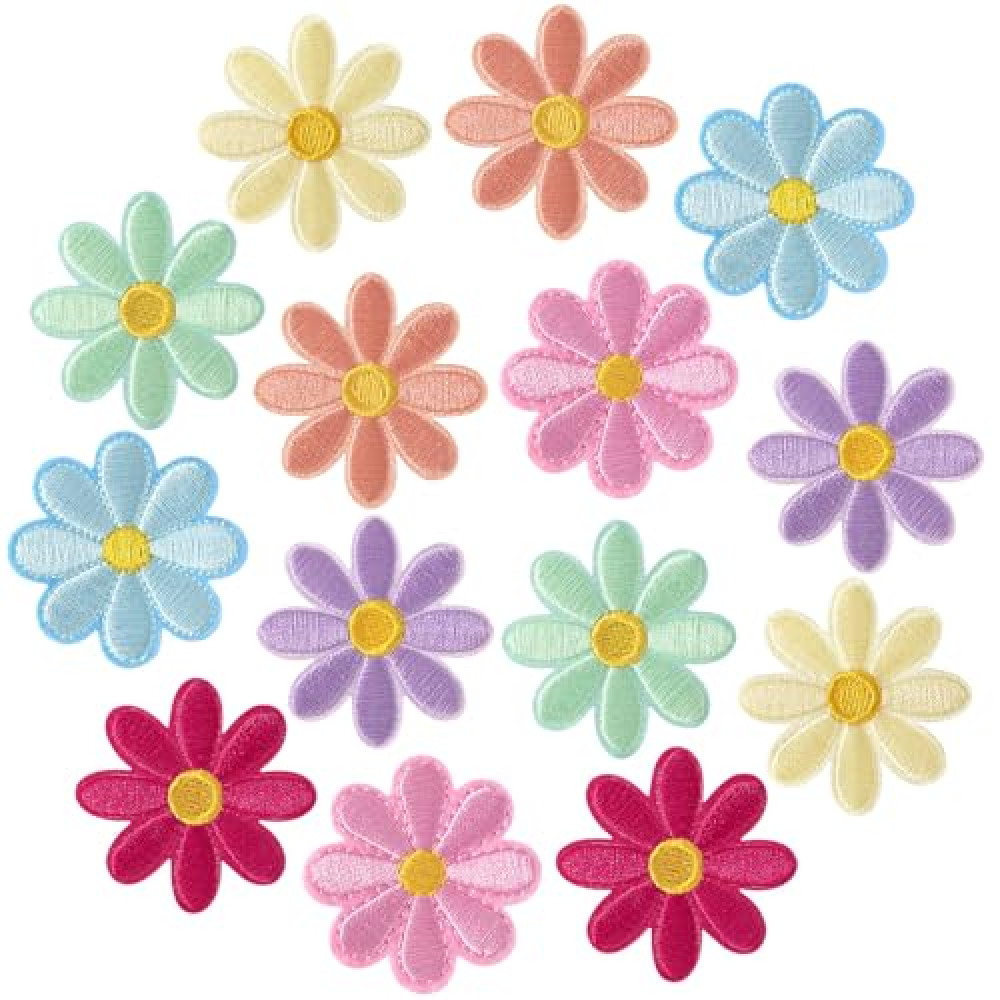 PAGOW 14 Pcs Flower Iron on Patches, Cute Daisy Flower Applique Patch, Sew On Embroidered Applique Sewing Patches for Bags, Jackets, Jeans, Clothes DIY Patches, 1.57x1.57inch (W*H), 7 Colors Sewing Machine Accessories Fiyatı