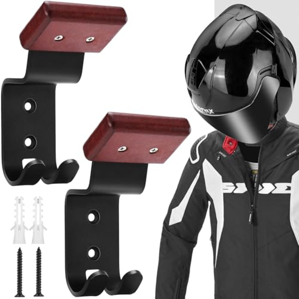 PAHTTO Motorcycle Helmet Holder 2 Pack, Helmet Rack Wall Mount with Double Hook, Helmet Hanger for Football Helmet, Hats, Coats, Sportswear, Motorcycle Accessories for Men Motorcycle Helmets Fiyatı