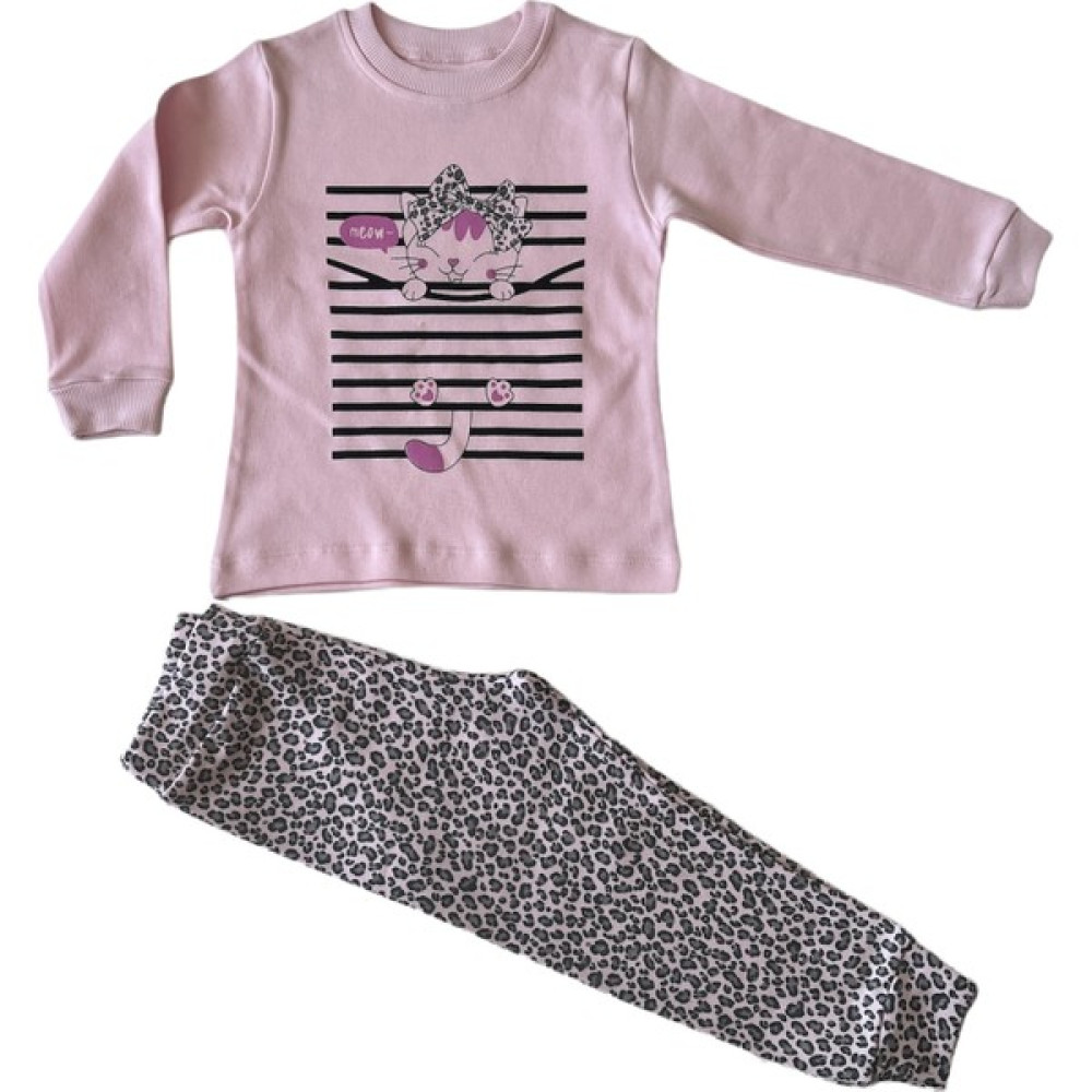 Paix Baby and Kids P097 Leopard Cat Kız Çocuk Uzun Kollu 2'li Takım Kız Çocuk Giyim Takımı Fiyatı