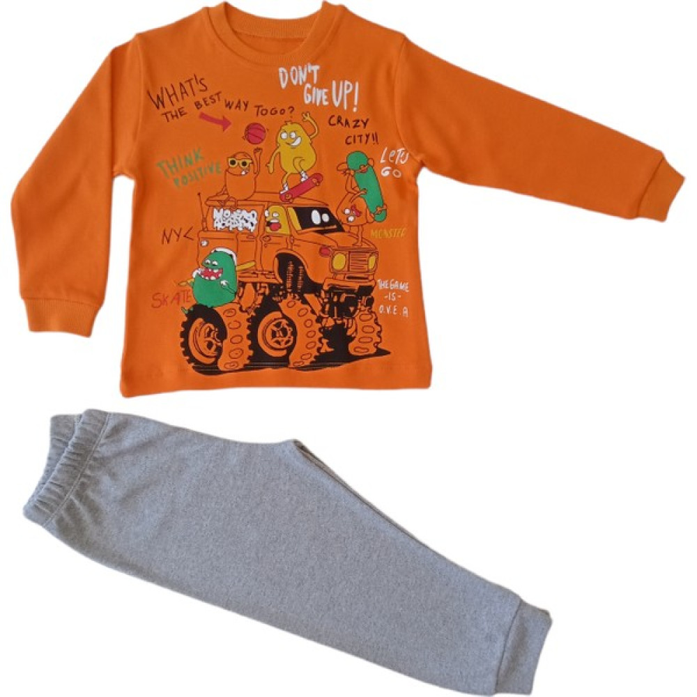 Paix Baby and Kids P105 Monsterroad Erkek Çocuk Baskılı Uzun Kollu 2'li Takım Erkek Çocuk Pijama Fiyatı