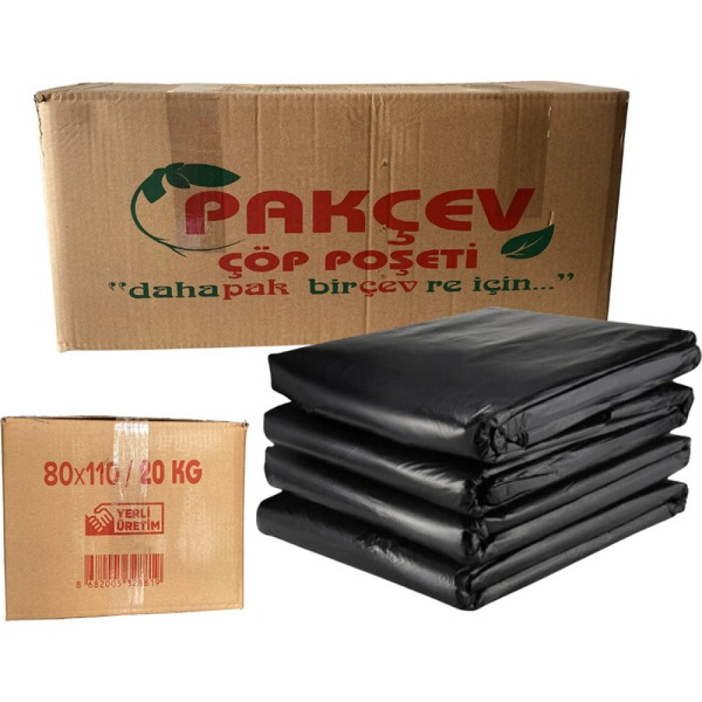 Pakçev Jumbo Boy Kalın Siyah Dökme Çöp Poşeti 80 x 110 cm 20 kg Çöp Poşetleri Fiyatı